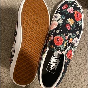 Floral Vans Slip Ons